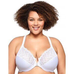 NWOT Glamorise Front-Close T-Back WonderWire Bra Sz 34DD White Racerback 1246